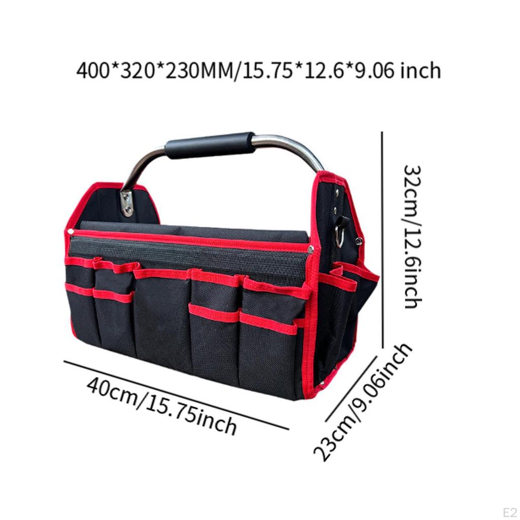 16 Inch Foldable Tool Storage Bag Oxford Cloth Tote Adjustable Shoulder Strap for Carpenter