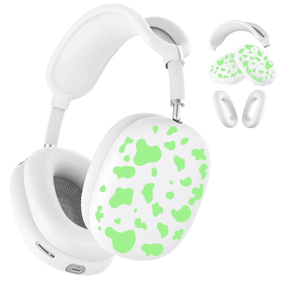 3Pcs/Set For AirPods Max Silicone Protective Case Cow Pattern Earmuff Sleeve Headband Cover Ear Cushion Cover