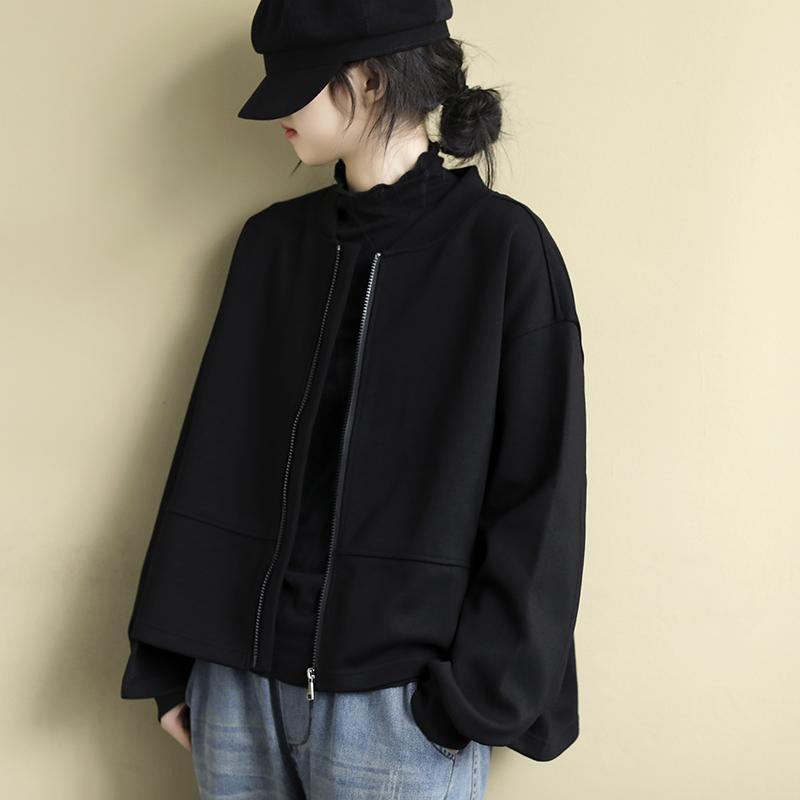 Women's Plus Size Short Jacket for Spring & Autumn Trendy Ins Style Baseball Jacket Sweatshirt Loose Top for Women