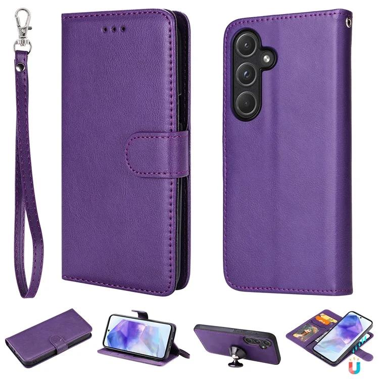 

KT Leather Series-3 For Samsung Galaxy A55 5G Case PU Leather Removable Flip Wallet Phone Cover - Purple