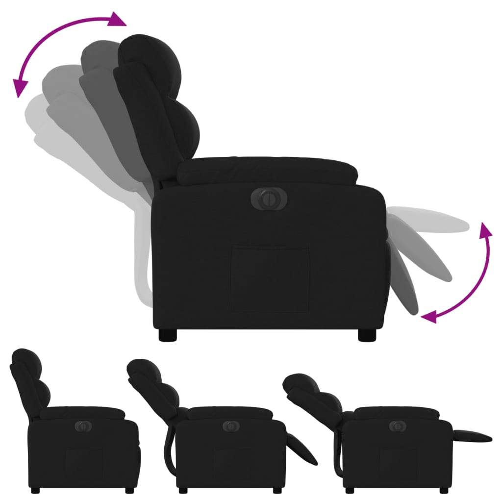 Electric Recliner Chair Black Fabric