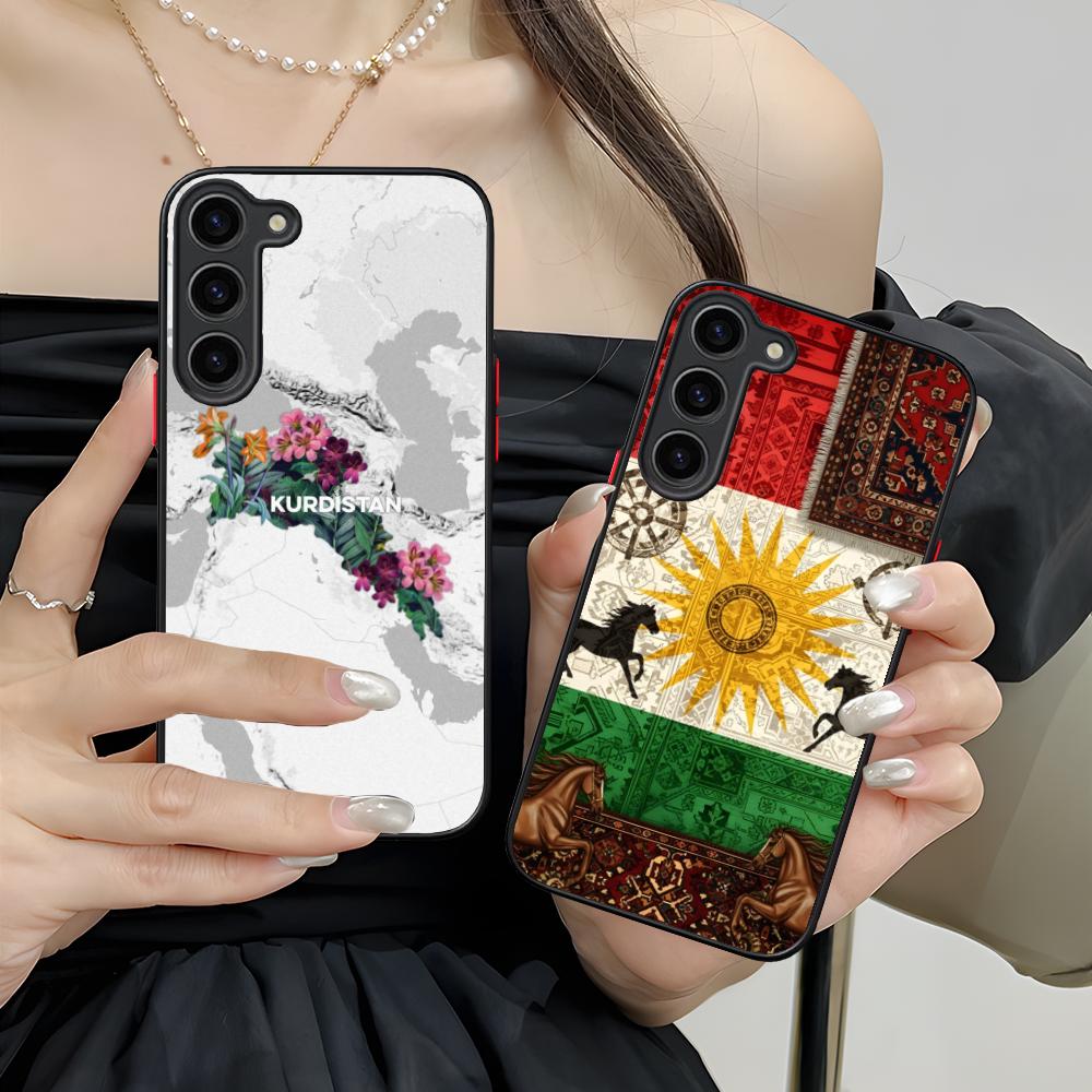 Silikonový kryt na mobilní telefon s vlajkou Kurdistánu pro Samsung Galaxy S26 S25 S24 S23 S22 S21 Plus FE Ultra Barevný kryt