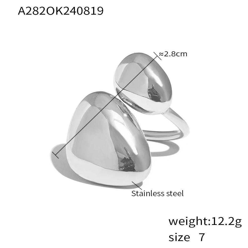 INS Style 18K Gold-Plated Geometric Irregular Open Ring - Stainless Steel, Trendy Design Size 7