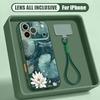 Schöne Blumen-Handgelenkschlaufe Hülle Für iPhone 17 Pro Max iPhone 16 15 14 13 Pro Max Magnetisch Für Magsafe Hybrid TPU+PC Mattes Cover