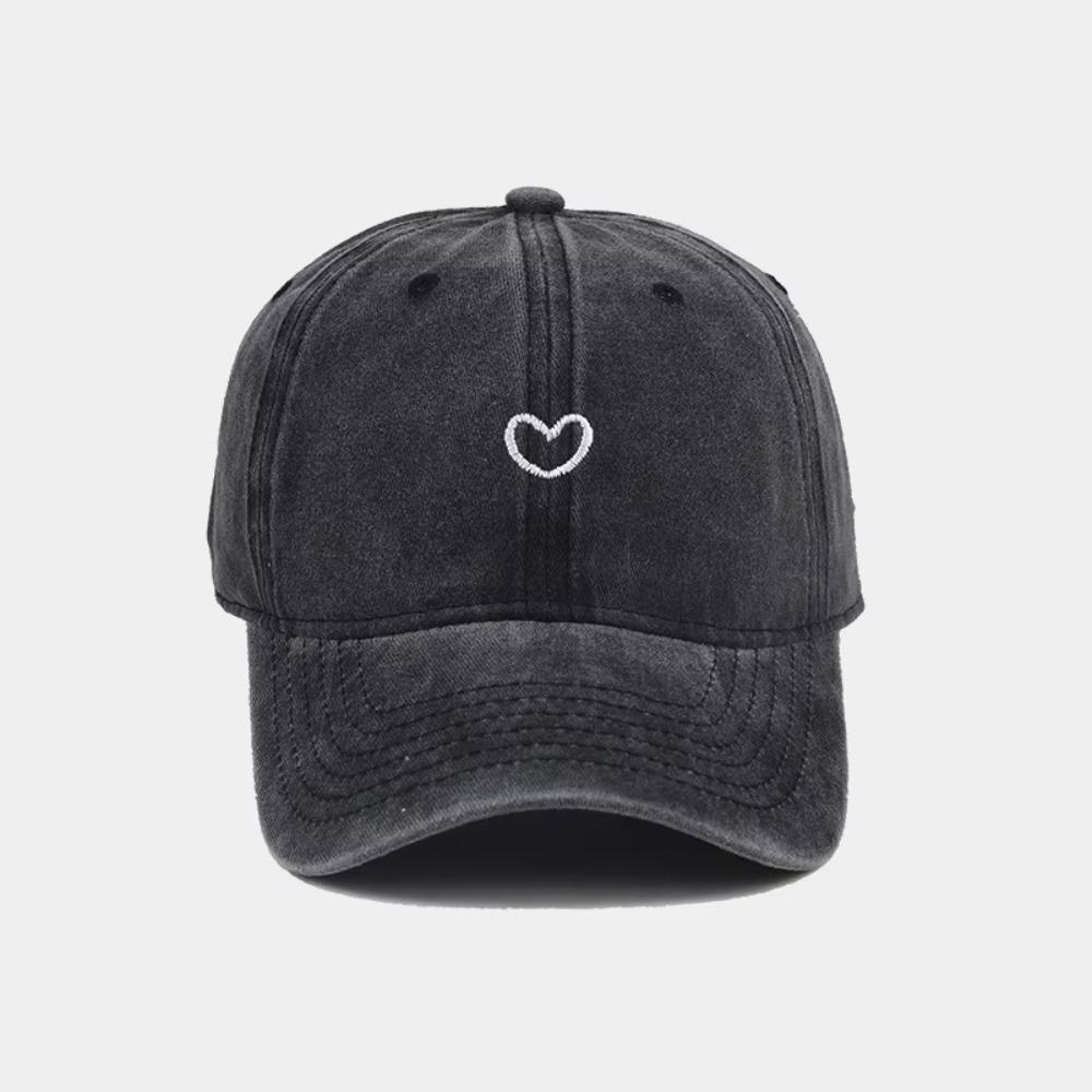 Embroidered Love Baseball Cap Washed Cotton Camping Hat Casual Sunscreen Cap  Women Men