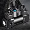 12V 150PSI Mini Air Compressor with Pressure Gauge Heavy Duty Deluxe Portable Metal Air Compressor Dual Cylinder with LED Light