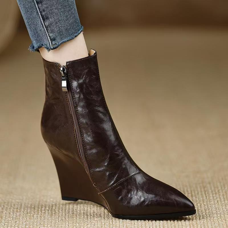 Wedges Ankle Women Sexy High top Heels Luxury Pointed Toe Winter New Pumps Trend Dress Elegant Mujer Botas