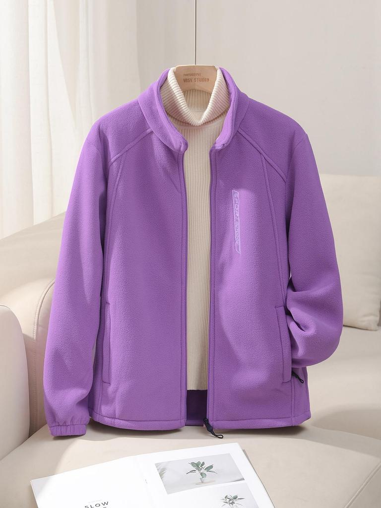 Double-Sided Fleece Women's Hoodie - Soft, Skin-Friendly, Stand Collar, Zipper for Autumn/Winter