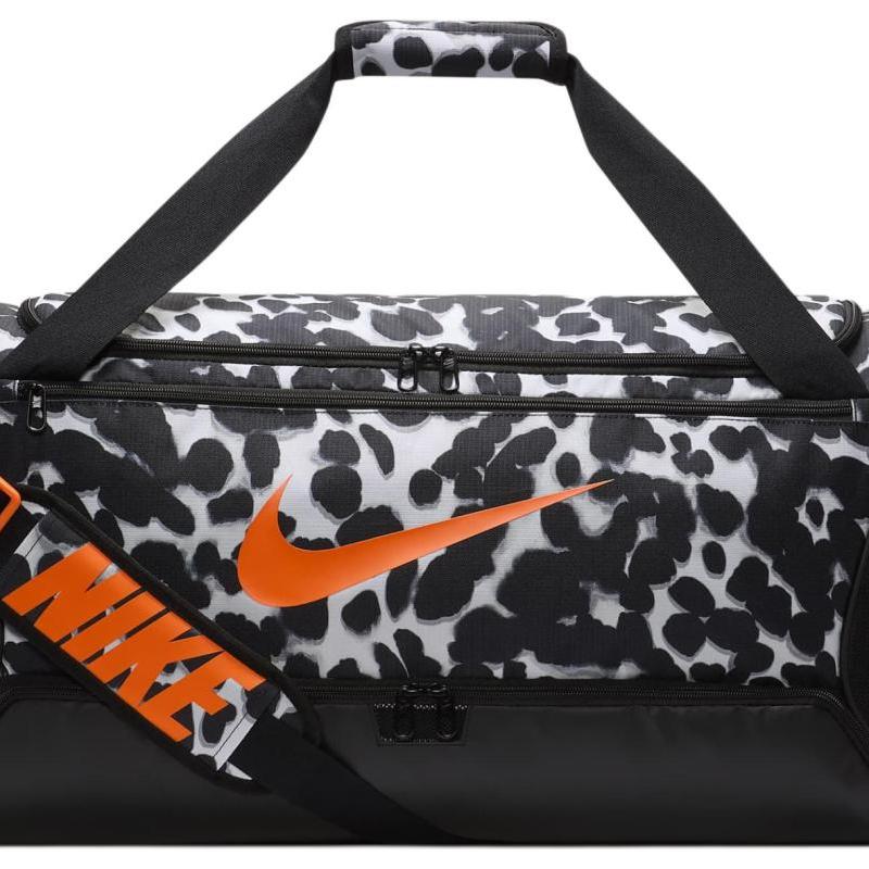 

Nike Recycled Polyester Travel Bag Medium Men s Light Smoke Gray & Black & Orange Casual FN1354077 Medium