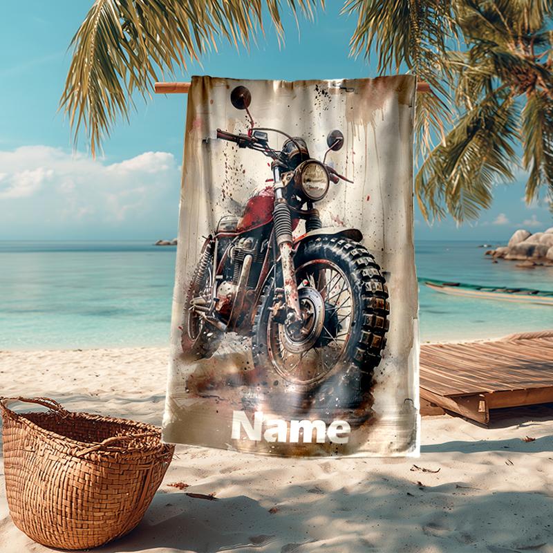 Asciugamano da Spiaggia Ultra-Morbido Personalizzabile con Tema Moto da Fuoristrada, Ideale per Piscina - Campeggio, Immersioni - Essenziale da Viaggio Perfetto, Asciugamano da Spiaggia Vivace.