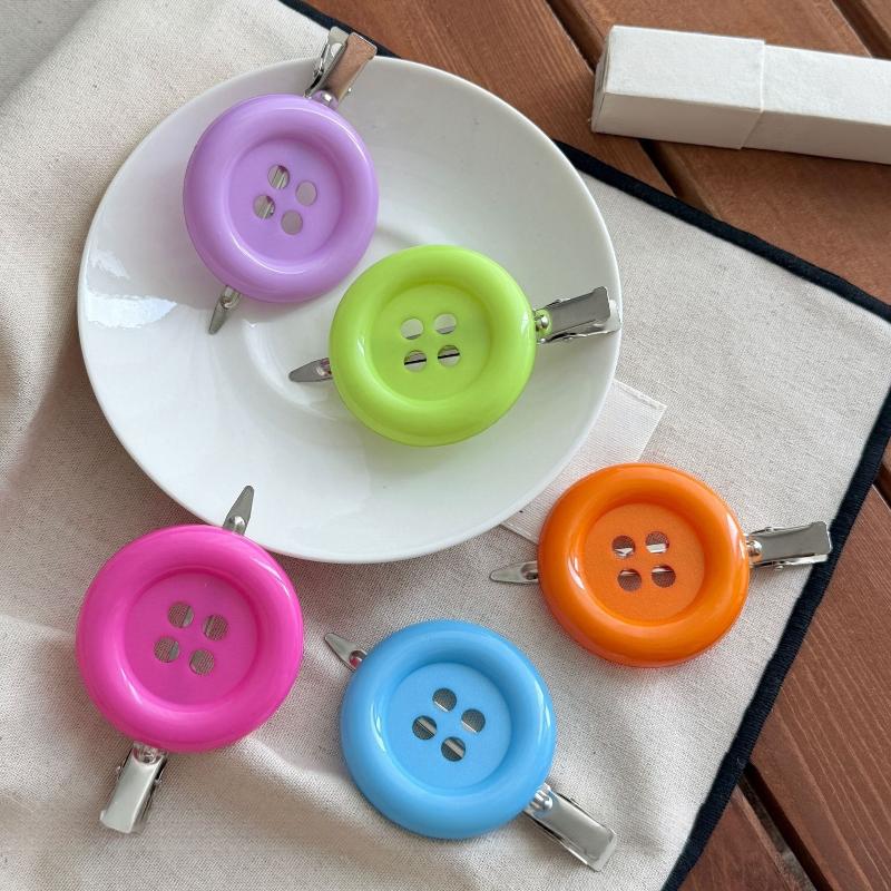 Y2K Extra Large Button Side Hair Clip Cute Retro Duckbill Bangs Side Barrettes Hair Accessory For Girls Daily Party Photo Decor