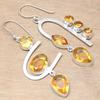 Citrine Quartz Gemstone Handmade Gift For Her Silver Jewelry Earrings 2.5"