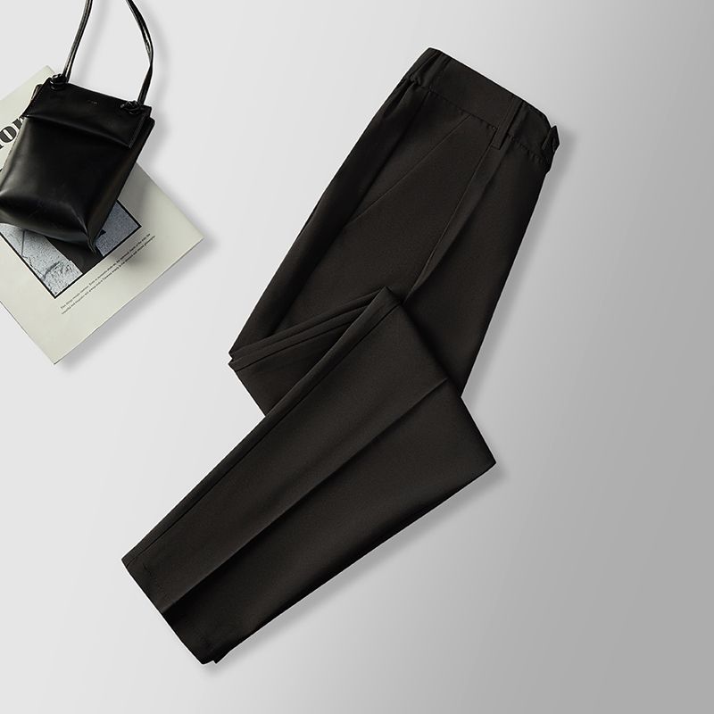 

Весенне-осенние мужские однотонные брюки-костюмные, карманные, на пуговицах, приталенного кроя, с прямыми штанинами, повседневные, модные, элегантные, для деловых встреч S чёрный