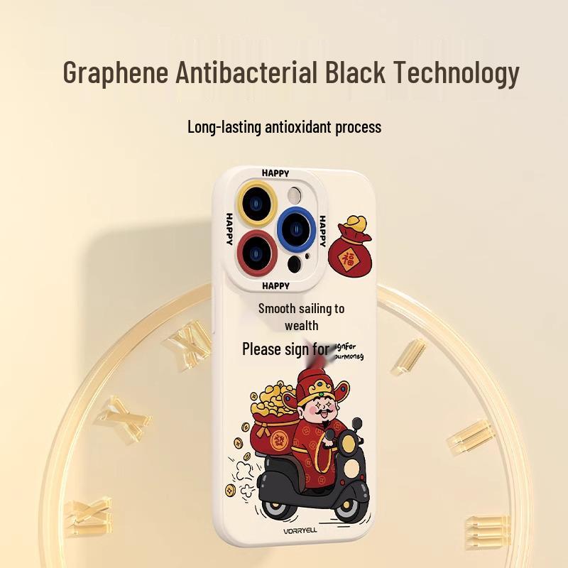 Rich God Protective Case for iPhone 12/13 Mini/14/15 Pro Max/16 - Anti-Fall, New Year Design