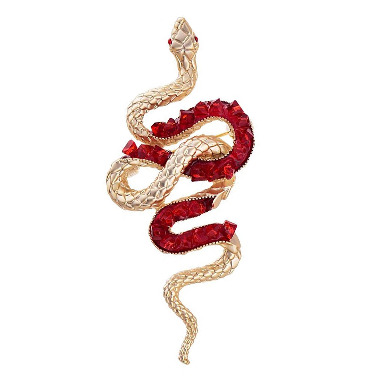

Модная хрустальная брошь-пинка в виде змеи для различных нарядов, значок-пинка для празднования китайского Нового года, для костюма для деловой встречи красный