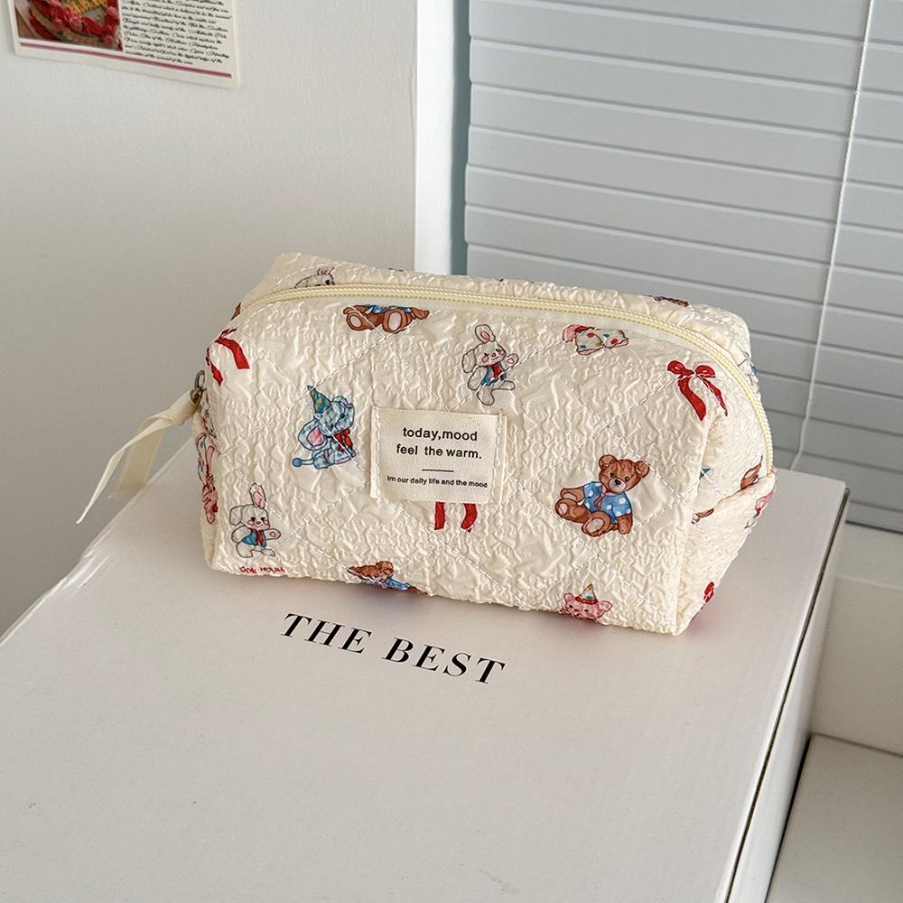

Kawaii Cartoon Animals Women Quilted Bag Large Capacity Cosmetic Toiletry Organizer Pouch 3 Type Ladies Zipper Makeup Bag