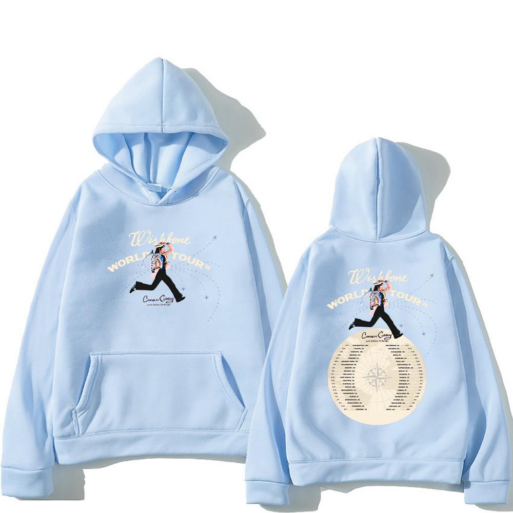 

Popular Singer Conan Gray Hoodies Conan Gray Wishbone World Tour 2026 Pullover Unisex Casual Long Sleeve Sweatshirt Fall Y2K Top L світло-синій колір