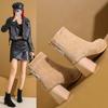 2025 Autumn and Winter New French Medium Heel Thick Heel Short Boots Women's Korean Version Rear Zipper Square Head Suede Fashion Women's Boots Tide