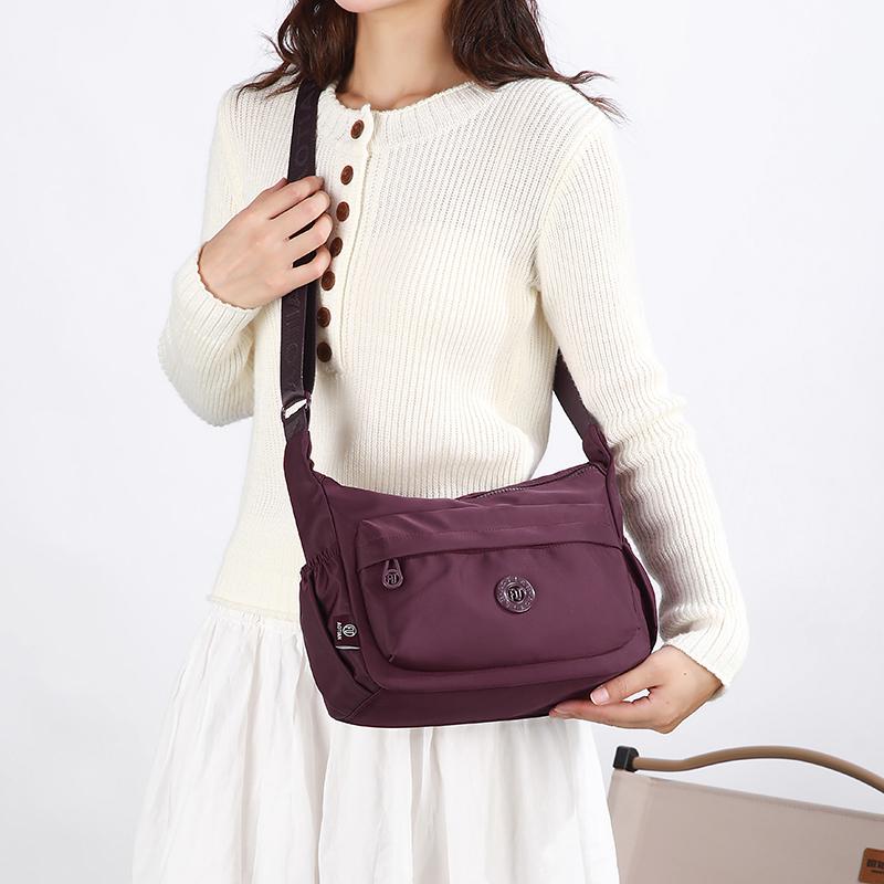 Lightweight Nylon Crossbody Bag for Women Multi Pocket Shoulder Purse Travel Sling Handbag