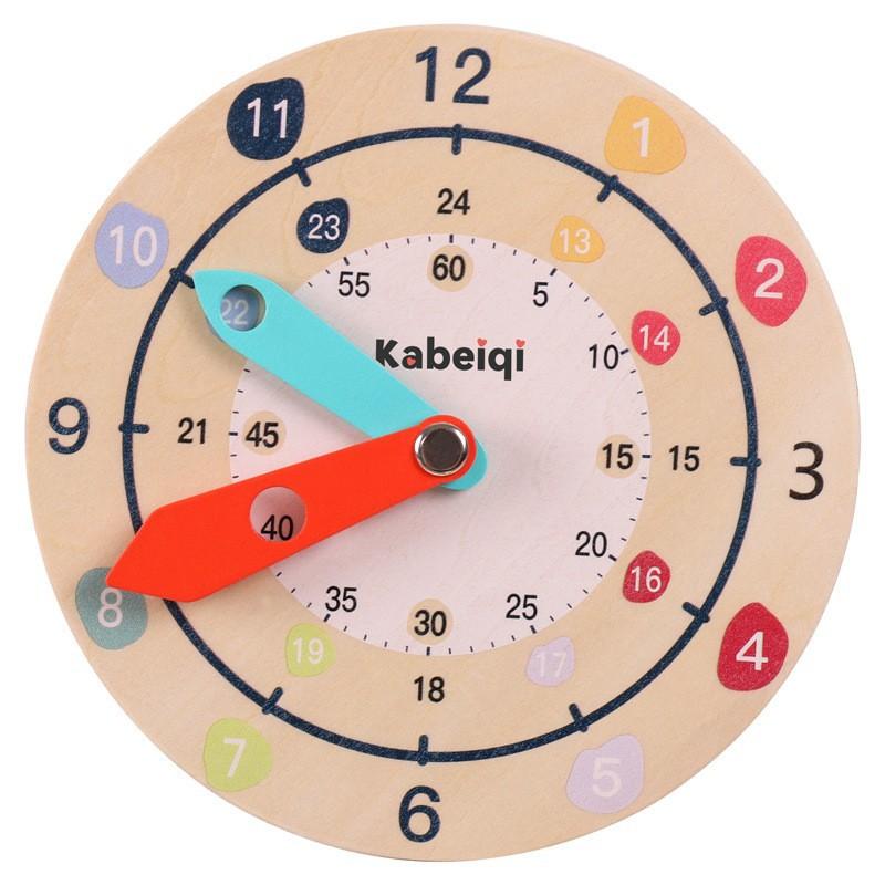 Hölzerne Lernmittel für Kinder Uhr Zeit Kalender Früherziehungs-Uhr Kognitives Digitales Lernmodell Früherziehung Baby Spielzeug