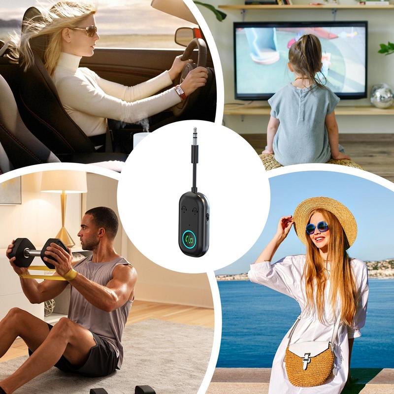 Musiksender für Auto 2-in-1 Drahtloser Audio-Empfänger für Heimstereoanlagen Spielkonsolen Unterstützt 2 Geräte Automatische Wiederverbindung Radio