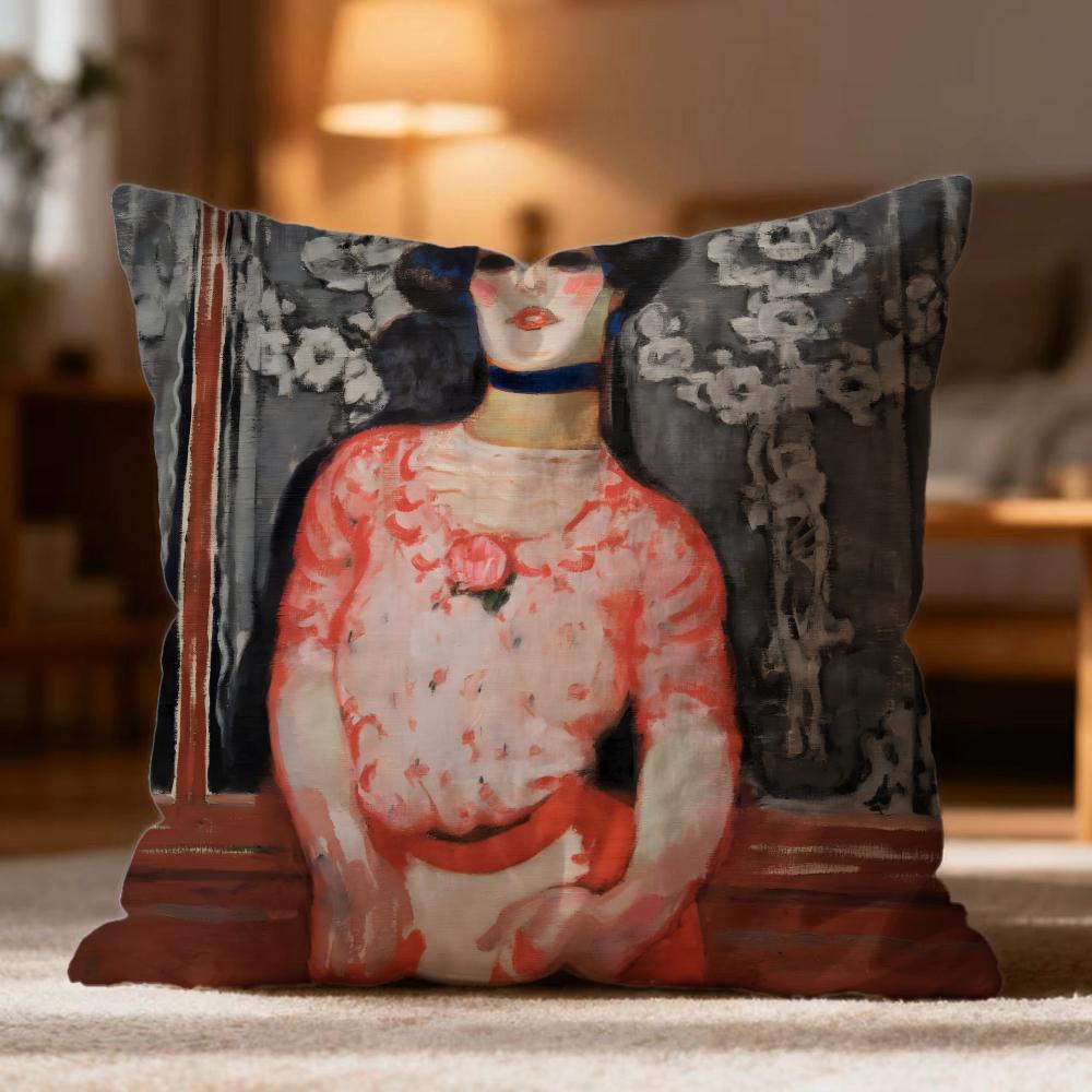 Fashion F-Ffrantisek Kupkaed Cushion Cover Soft Washable Pillow Case Multi-Scene for Couch Bed Travel Office Use