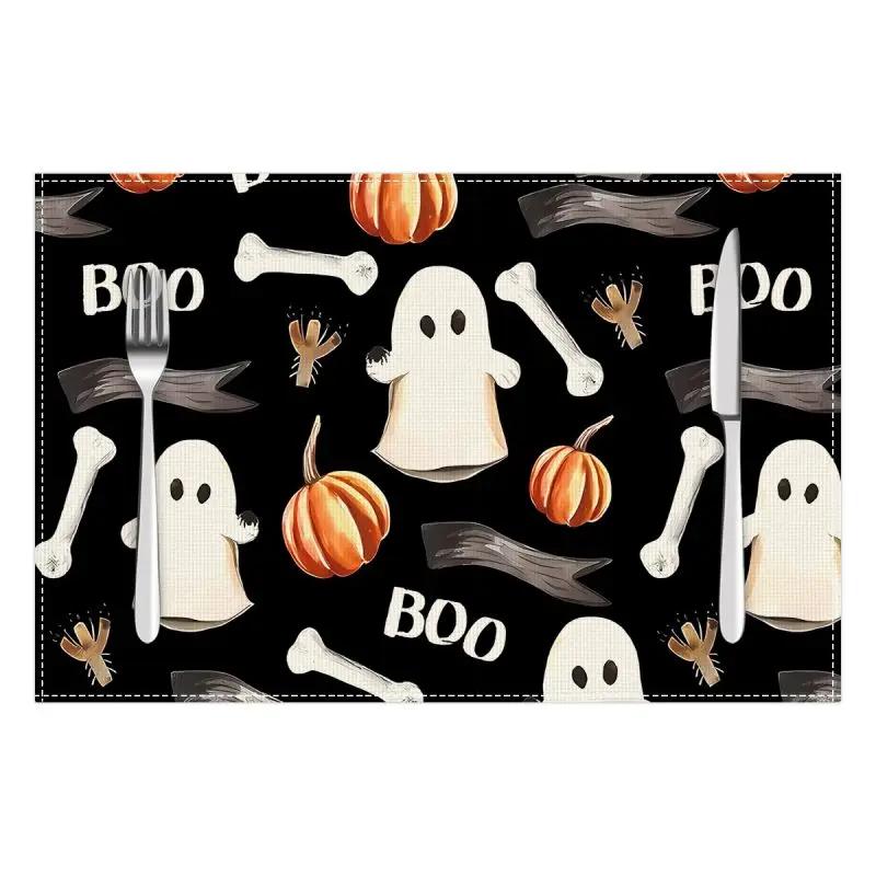 1PC Halloween Placemat Festival Kitchen Linen Dinning Table Mats Bowl Coffee Cup Pads Mats Home Decor