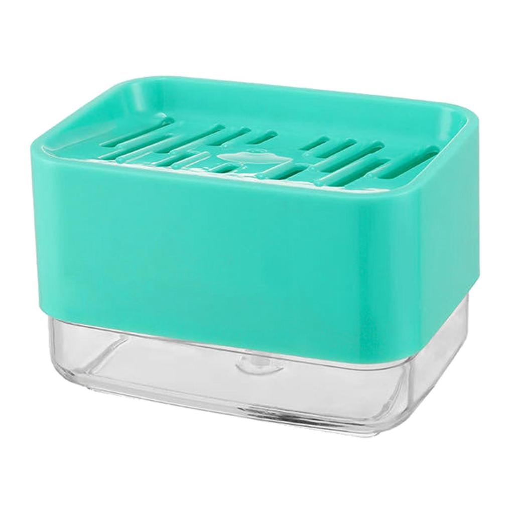 Kitchen Soap Dispenser with Drainage Sponge Holder Instant Refill - Cyan