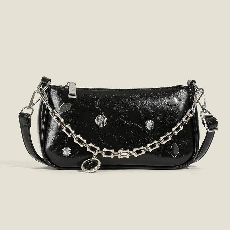 

Crescent moon bag new niche high-end baguette bag women s fashion shoulder underarm bag versatile messenger bag women чорний
