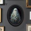 Niche Autumn Home Accents Halloween Wooden Door Hanging Sign, Oval Gothic Black Cat Ghost Wall Plaque, Retro Boho Style Festive Decor Waterproof