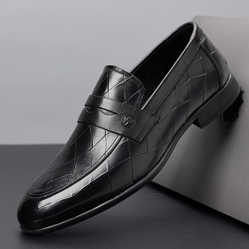 

Мода 2025 Новые осенние повседневные лоферы для мужчин Натуральная кожа Деловые туфли для платья Мужская мода Повседневная черная дизайнерская обувь Мужская 38 чёрный