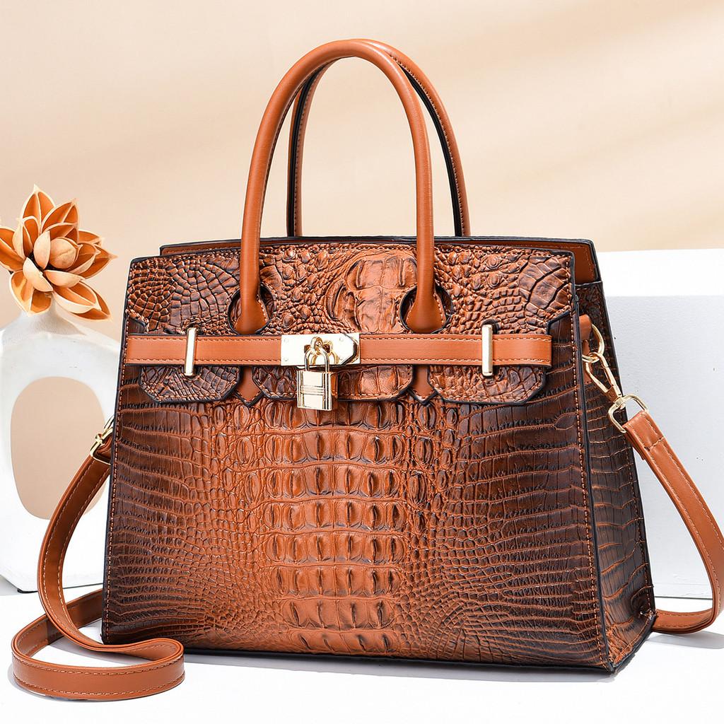 Stylish Large Capacity Crocodile Pattern Tote Handbag For Trendy Everyday Use