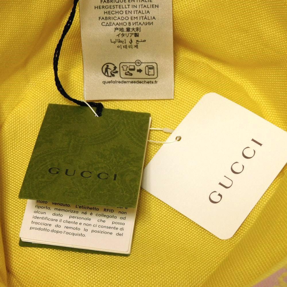 Used GG Canvas Bucket Hat 9539 748476 4HG62 8772 7919 Current GG Marmont Pastel Yellow Medium 22.8" Unused Double G