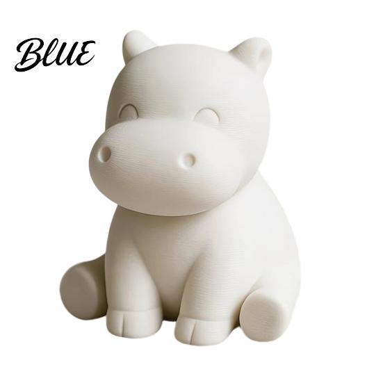Durable Small Animal Sculpture 3D Printed Hippopotamus Statue, Mini Size Desktop Decoration, Solid White Hippo Accessory Matte Finish Figurine