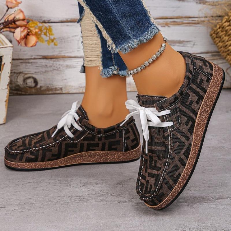 Plus Size Ethnic Style Lace-up Shoes Women's Low-top Letter Colorful Graffiti Canvas Flat Shoes