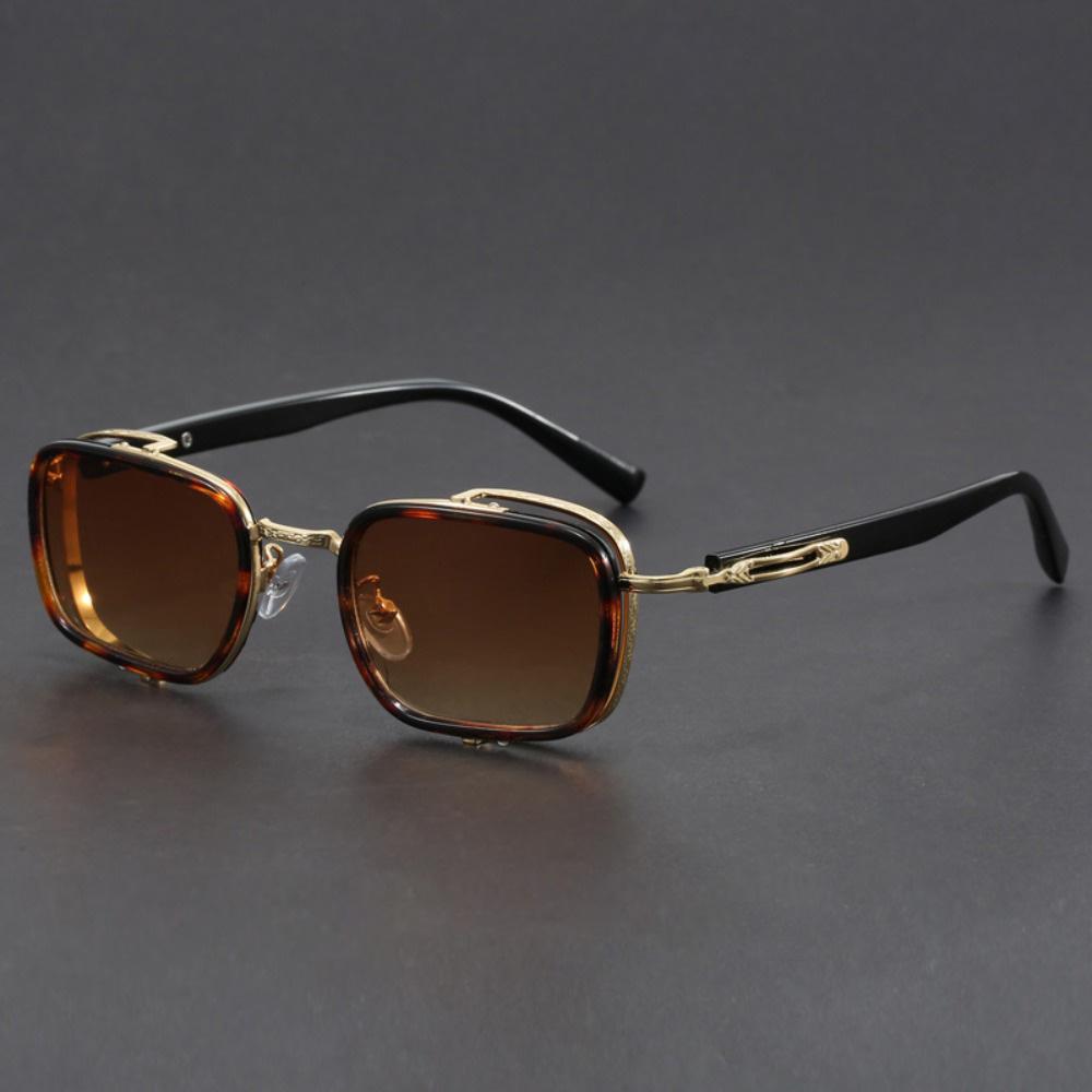 1 Piece Double Frame Square Metal Frame Fashion Glasses With Spring Temples For Men And Women Party Vacation Travel Driving Fish
