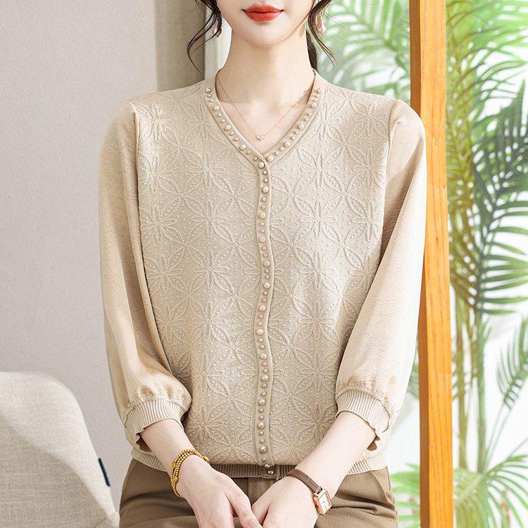 Women's V-neck Knitwear Pullover - Fashionable Casual Comfort for Spring & Autumn