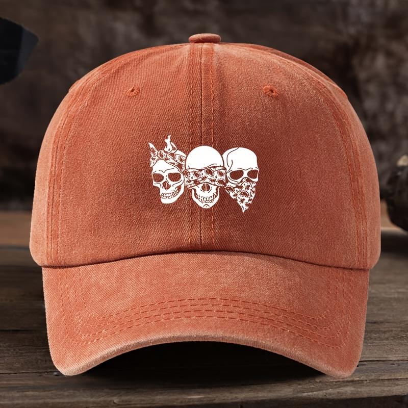 Skull Print Baseball Cap Multifunctional Outdoor Leisure Fishing Cap Travel Sun Visor Duckbill Cap