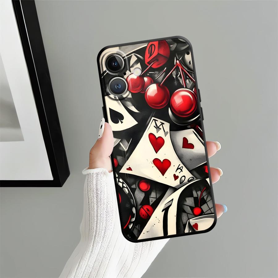 Poker Mushroom Case for Apple iPhone 17 Pro Max 13 15 Pro 7 8 Air 12 11 14 16 XR XS MAX Funda Phone Cover