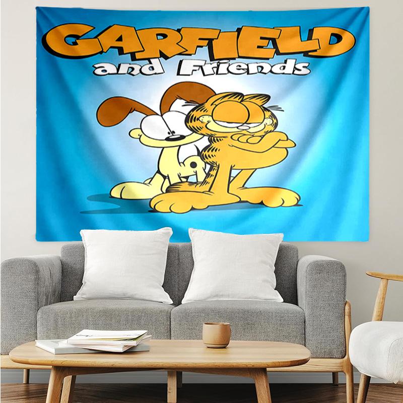 Cute Garfield Tapestry for Bedroom Aesthetic Classroom Tapestries Wall Hanging for Living Room Dorm Office,Ideal Creative Gift