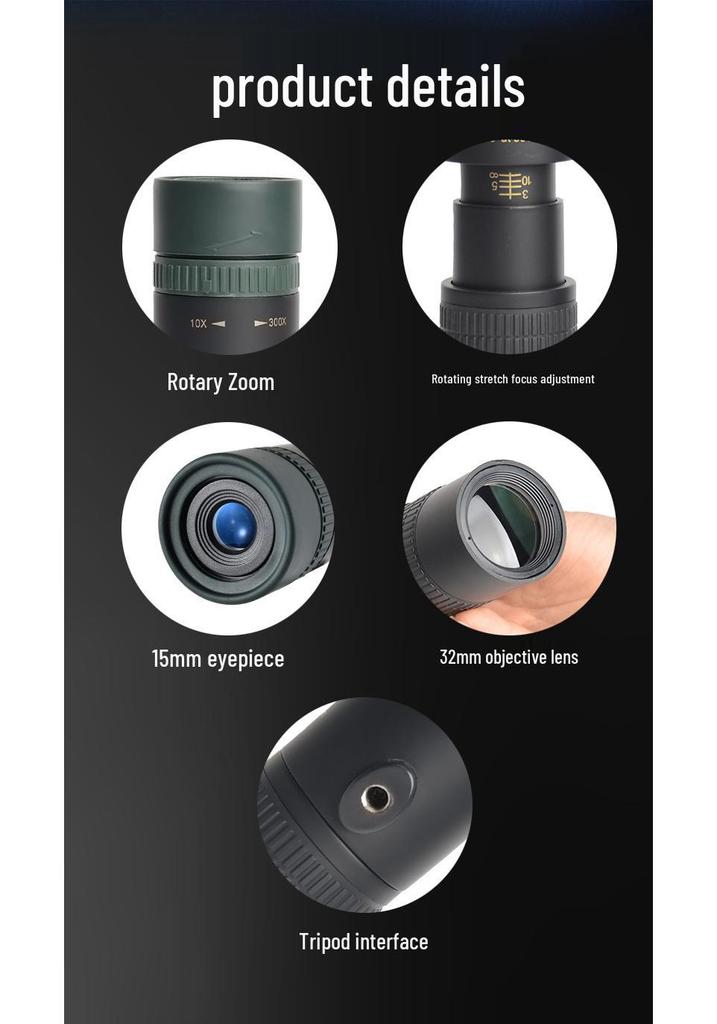 Universal Hawk 10-300x40 Variable Zoom HD Monocular Telescope for Mobile Photography
