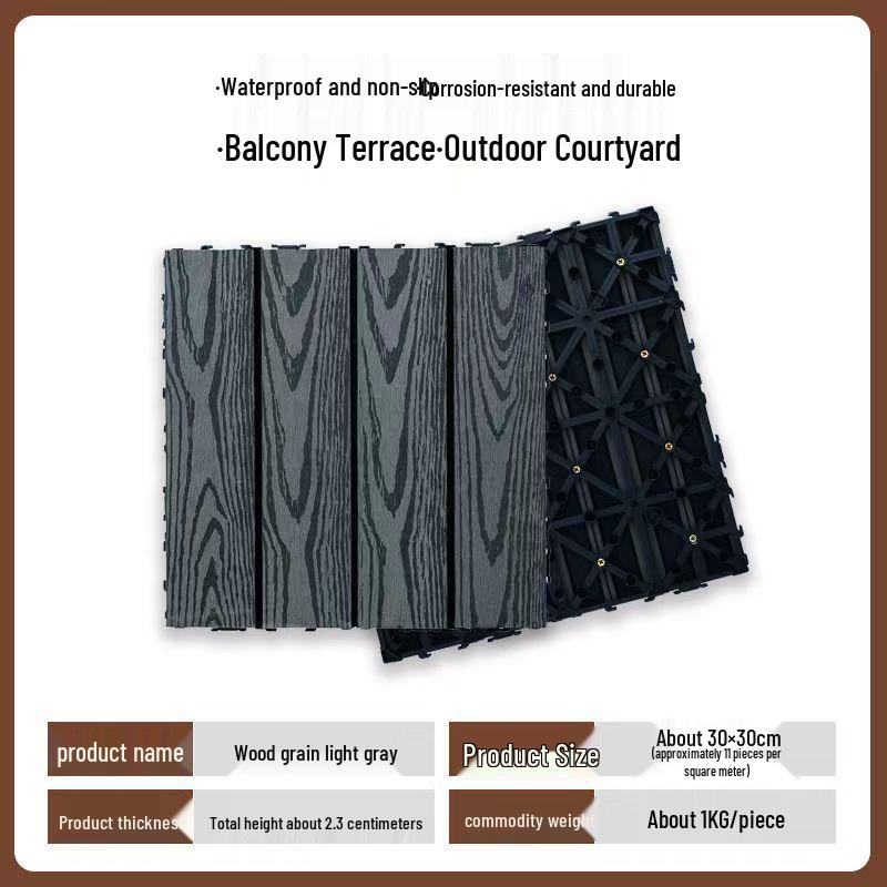 Waterproof Anti-Corrosion Outdoor Wood-Plastic Garden Flooring for Easy Self-Laying 