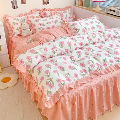 Prinzessin Bett Rock Vier-stück Mädchen Bett Blatt Spitze Quilt Abdeckung Bettwäsche Tagesdecke