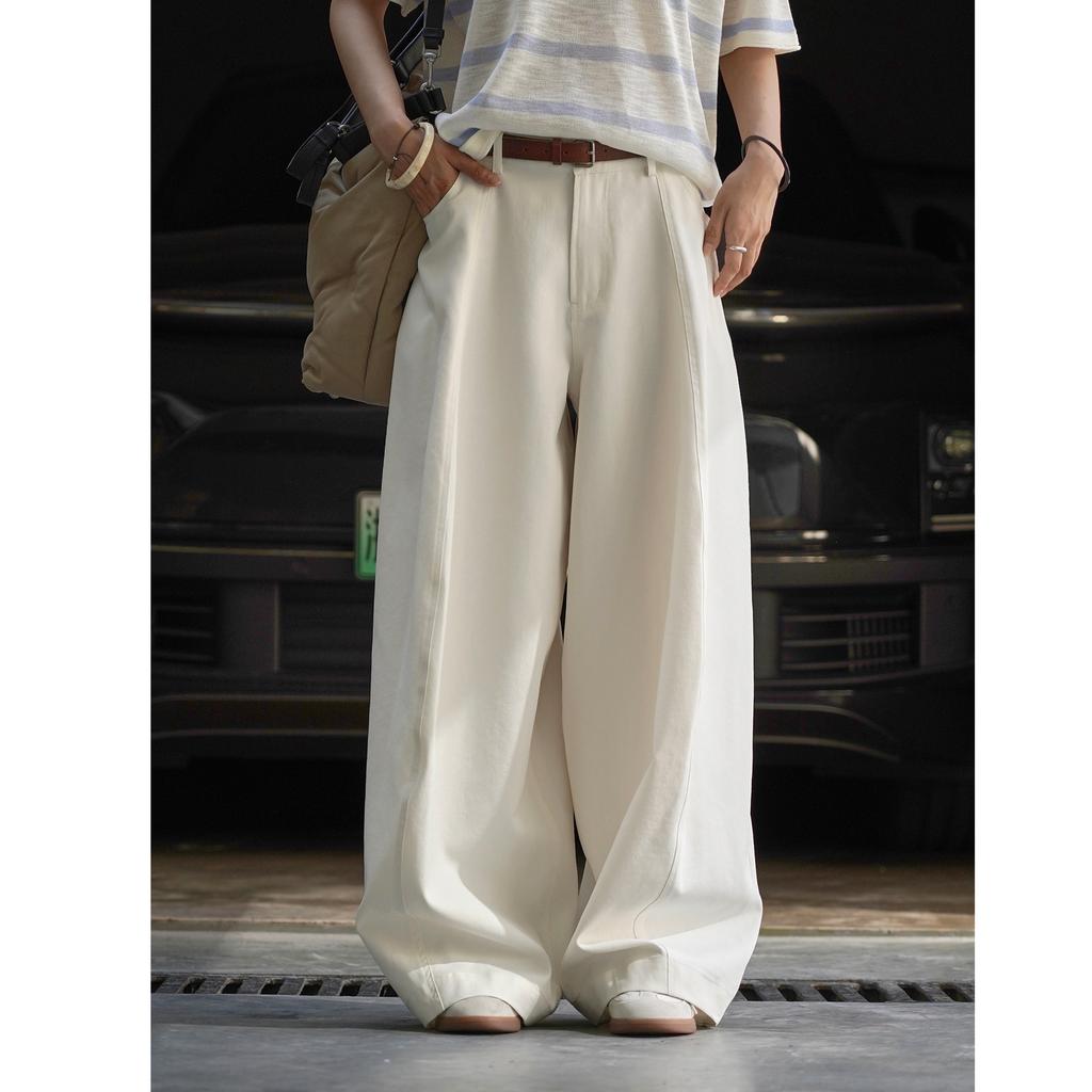 Johnature Autumn Japanese Women Full Length Pants Versatile Simple Loose Solid Color Wide-leg Pants