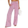 Women's Fashion Loose Pleated Elastic Waistband Pocket Striped Casual Pants
