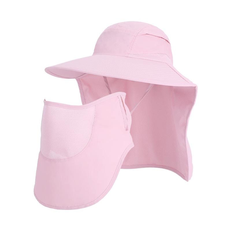 Summer Big Eaves Shawl Sun Hat Face Mask Bucket Hat Men and Women Outdoor Mountaineering Fishing Breathable Sun Protection Hat