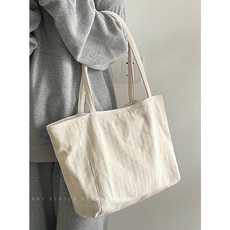 Bag Women's 2025 New Large Capacity Korean Version Twill Canvas Bag Commuter Shoulder Portable Casual Women's Bag