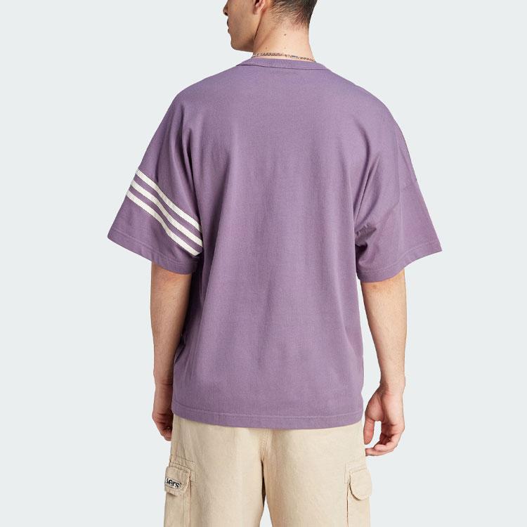 Adidas Originals Adicolor Neuclassics Tee With Three-Stripe Trim Crew Neck Men Tops Dark-Grey Violet IN4674