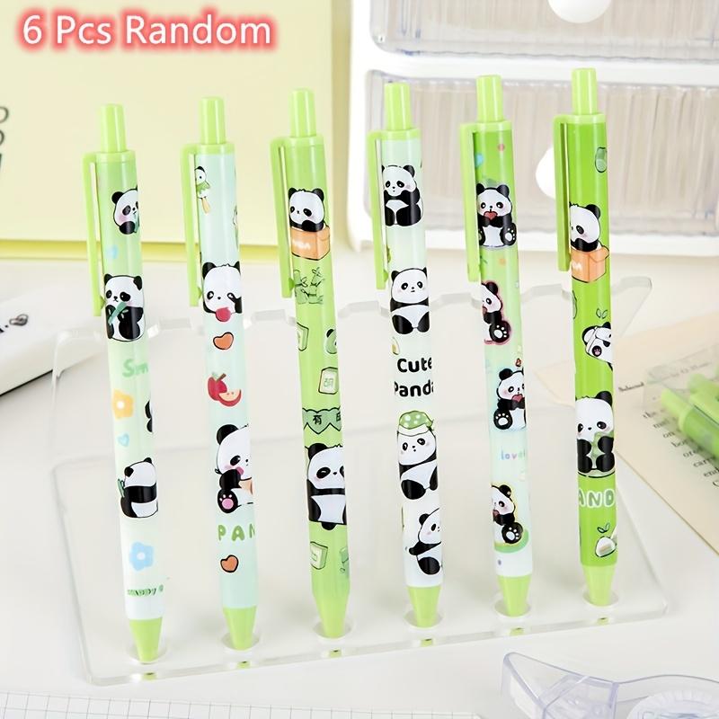 

6 шт. шариковая ручка с мультяшным узором панды, школьная офисная шариковая ручка для письма, подарочная ручка на праздник, пишет плавно (черные чернила)