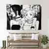 VIKAMA NANA Black And White Cartoon Tapestry Retro Anime Girl Style Background Cloth Ins Style Room Decoration Home Decoration